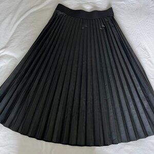 Time Tru Woman Faux Leather Pleated Midi Skirt Black Size S (4-6)